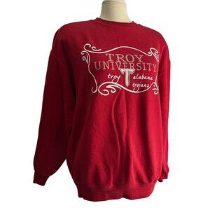 Champion Troy University Alabama Crew Neck Sweat Shirt Sz XL Womens Red Long Sle